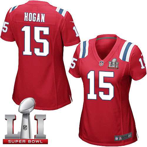 Women's Nike New England Patriots #15 Chris Hogan Red Alternate Super Bowl LI 51 Stitched NFL Elite Jersey