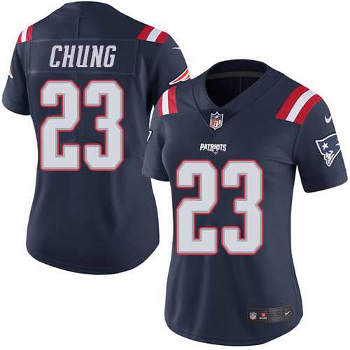 Women's Nike New England Patriots #23 Patrick Chung Navy Blue Stitched NFL Limited Rush Jersey