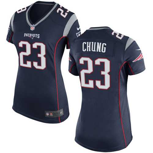 Women's Nike New England Patriots #23 Patrick Chung Navy Blue Team Color Stitched NFL New Elite Jersey