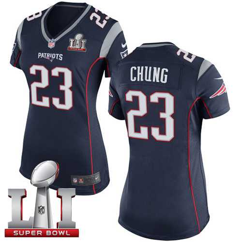 Women's Nike New England Patriots #23 Patrick Chung Navy Blue Team Color Super Bowl LI 51 Stitched NFL New Elite Jersey