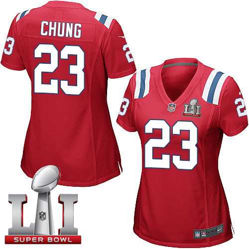 Women's Nike New England Patriots #23 Patrick Chung Red Alternate Super Bowl LI 51 Stitched NFL Elite Jersey