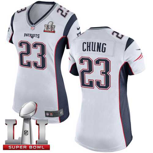 Women's Nike New England Patriots #23 Patrick Chung White Super Bowl LI 51 Stitched NFL New Elite Jersey