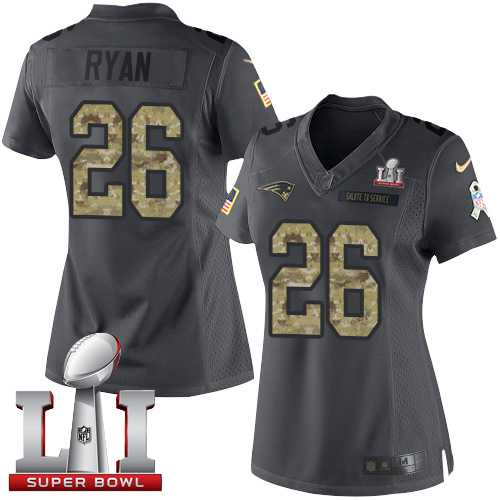 Women's Nike New England Patriots #26 Logan Ryan Black Super Bowl LI 51 Stitched NFL Limited 2016 Salute to Service Jersey