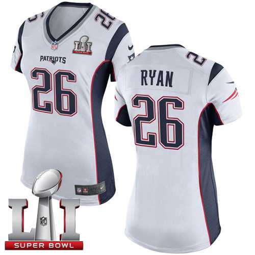 Women's Nike New England Patriots #26 Logan Ryan White Super Bowl LI 51 Stitched NFL New Elite Jersey