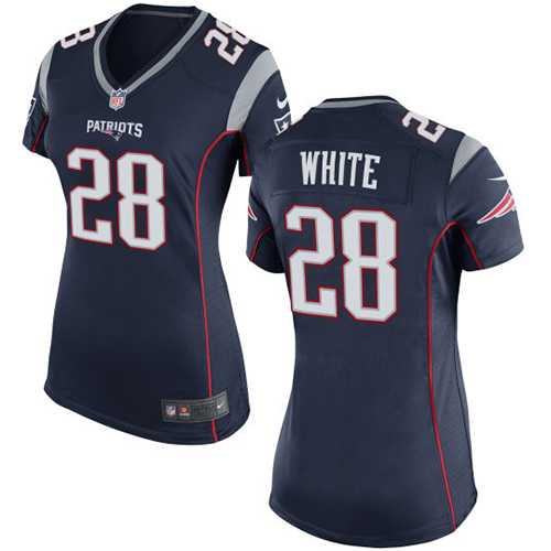 Women's Nike New England Patriots #28 James White Navy Blue Team Color Stitched NFL New Elite Jersey