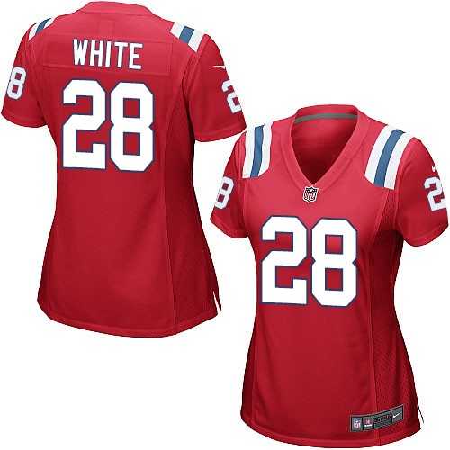 Women's Nike New England Patriots #28 James White Red Alternate Stitched NFL Elite Jersey