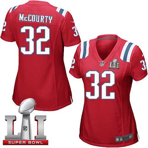 Women's Nike New England Patriots #32 Devin McCourty Red Alternate Super Bowl LI 51 Stitched NFL Elite Jersey