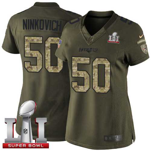 Women's Nike New England Patriots #50 Rob Ninkovich Green Super Bowl LI 51 Stitched NFL Limited Salute to Service Jersey