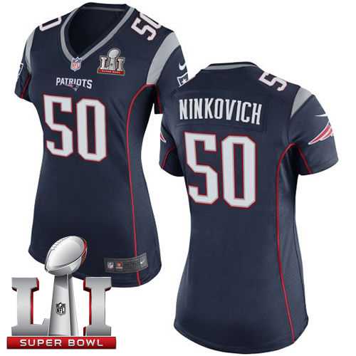 Women's Nike New England Patriots #50 Rob Ninkovich Navy Blue Team Color Super Bowl LI 51 Stitched NFL New Elite Jersey