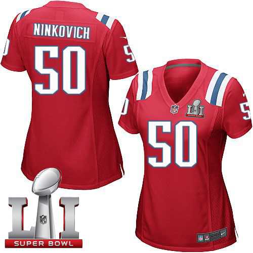Women's Nike New England Patriots #50 Rob Ninkovich Red Alternate Super Bowl LI 51 Stitched NFL Elite Jersey