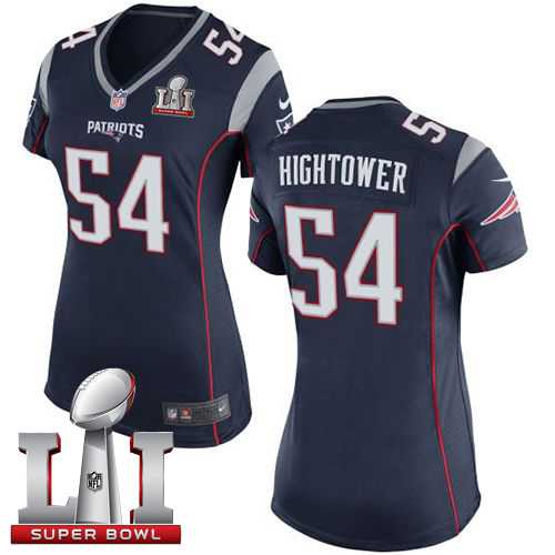 Women's Nike New England Patriots #54 Dont'a Hightower Navy Blue Team Color Super Bowl LI 51 Stitched NFL New Elite Jersey