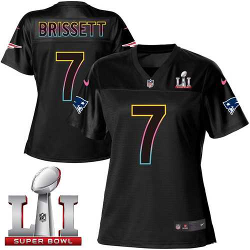 Women's Nike New England Patriots #7 Jacoby Brissett Black Super Bowl LI 51 NFL Fashion Game Jersey