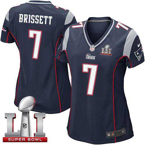 Women's Nike New England Patriots #7 Jacoby Brissett Navy Blue Team Color Super Bowl LI 51 Stitched NFL New Elite Jersey