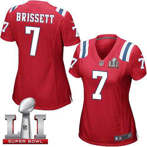 Women's Nike New England Patriots #7 Jacoby Brissett Red Alternate Super Bowl LI 51 Stitched NFL Elite Jersey