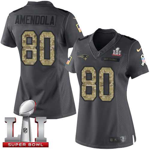 Women's Nike New England Patriots #80 Danny Amendola Black Super Bowl LI 51 Stitched NFL Limited 2016 Salute to Service Jersey