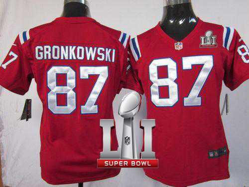 Women's Nike New England Patriots #87 Rob Gronkowski Red Alternate Super Bowl LI 51 Stitched NFL Elite Jersey