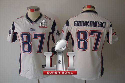 Women's Nike New England Patriots #87 Rob Gronkowski White Super Bowl LI 51 Stitched NFL Limited Jersey