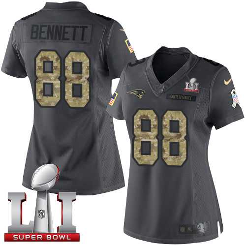 Women's Nike New England Patriots #88 Martellus Bennett Black Super Bowl LI 51 Stitched NFL Limited 2016 Salute to Service Jersey