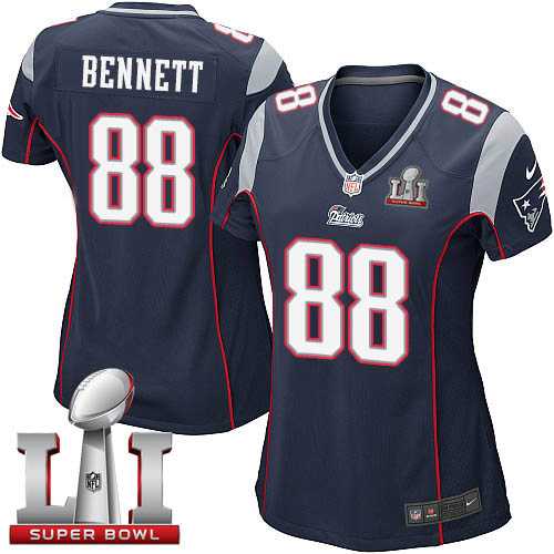 Women's Nike New England Patriots #88 Martellus Bennett Navy Blue Team Color Super Bowl LI 51 Stitched NFL New Elite Jersey