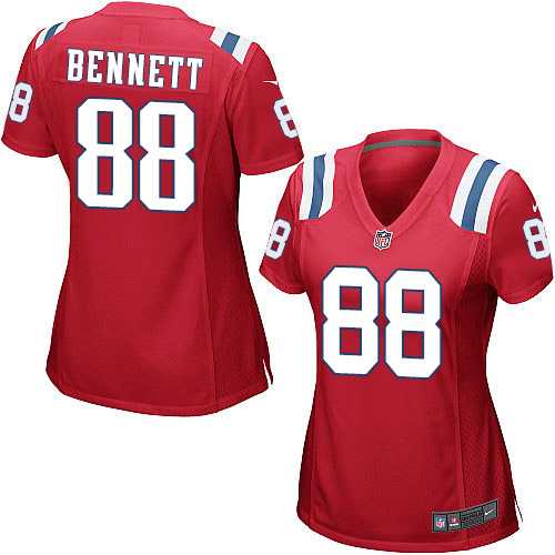 Women's Nike New England Patriots #88 Martellus Bennett Red Alternate Stitched NFL Elite Jersey