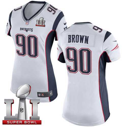 Women's Nike New England Patriots #90 Malcom Brown White Super Bowl LI 51 Stitched NFL New Elite Jersey