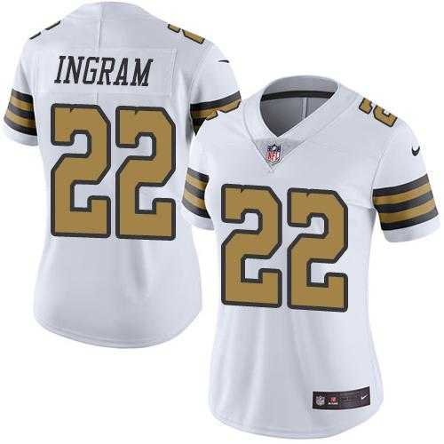 Women's Nike New Orleans Saints #22 Mark Ingram White Stitched NFL Limited Rush Jersey
