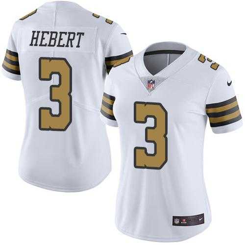 Women's Nike New Orleans Saints #3 Bobby Hebert White Stitched NFL Limited Rush Jersey