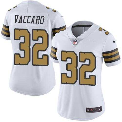 Women's Nike New Orleans Saints #32 Kenny Vaccaro White Stitched NFL Limited Rush Jersey