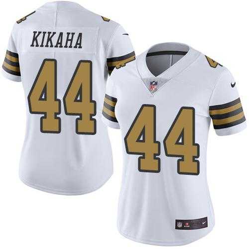 Women's Nike New Orleans Saints #44 Hau'oli Kikaha White Stitched NFL Limited Rush Jersey