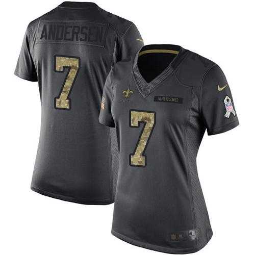 Women's Nike New Orleans Saints #7 Morten Andersen Anthracite Stitched NFL Limited 2016 Salute to Service Jersey Women's Nike New Orleans Saints #7 Morten Andersen Anthracite Stitched NFL Limited 2016 Salute to Service Jersey
