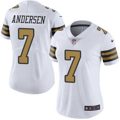 Women's Nike New Orleans Saints #7 Morten Andersen White Stitched NFL Limited Rush Jersey