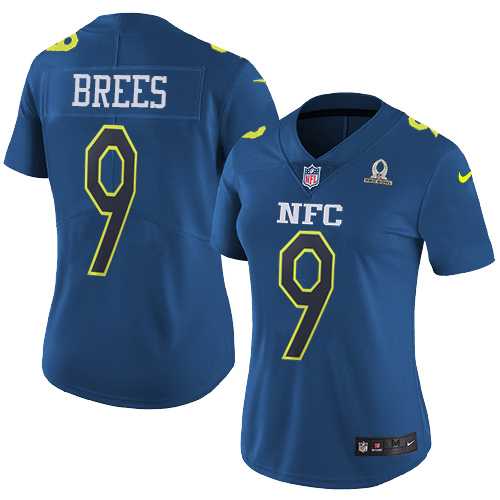 Women's Nike New Orleans Saints #9 Drew Brees Navy Stitched NFL Limited NFC 2017 Pro Bowl Jersey