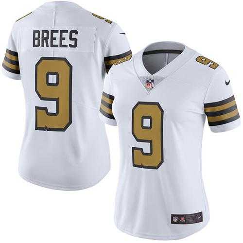 Women's Nike New Orleans Saints #9 Drew Brees White Stitched NFL Limited Rush Jersey