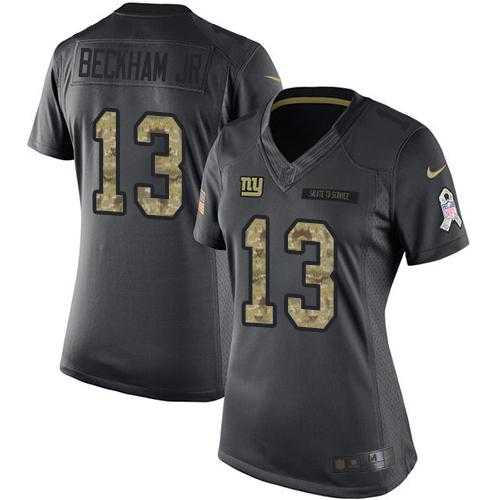 Women's Nike New York Giants #13 Odell Beckham Jr Anthracite Stitched NFL Limited 2016 Salute to Service Jersey