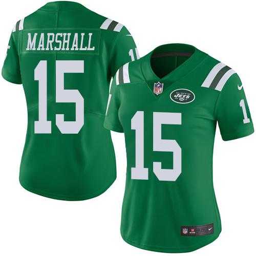 Women's Nike New York Jets #15 Brandon Marshall Green Stitched NFL Limited Rush Jersey