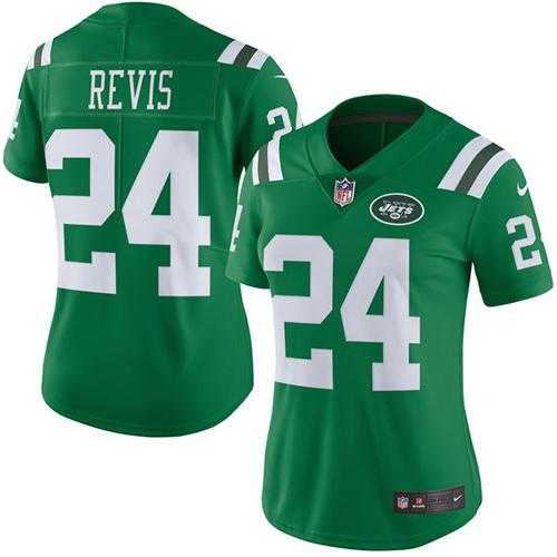 Women's Nike New York Jets #24 Darrelle Revis Green Stitched NFL Limited Rush Jersey