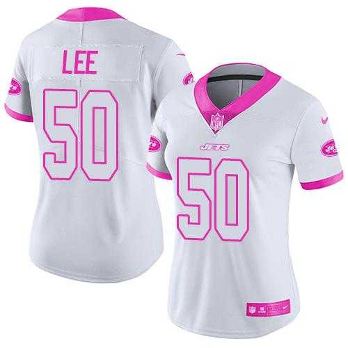 Women's Nike New York Jets #50 Darron Lee White PinkStitched NFL Limited Rush Fashion Jersey