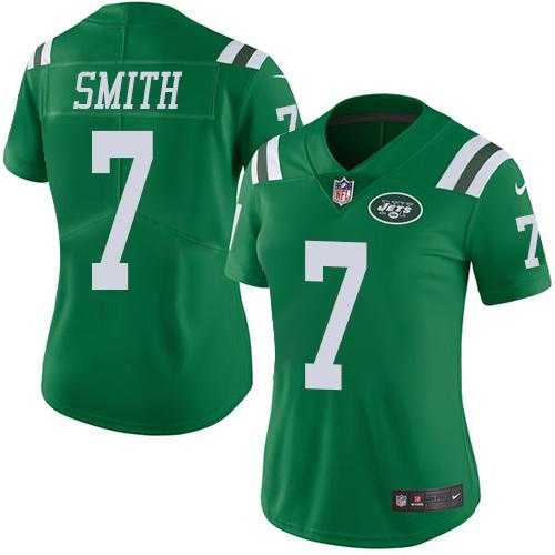 Women's Nike New York Jets #7 Geno Smith Green Stitched NFL Limited Rush Jersey