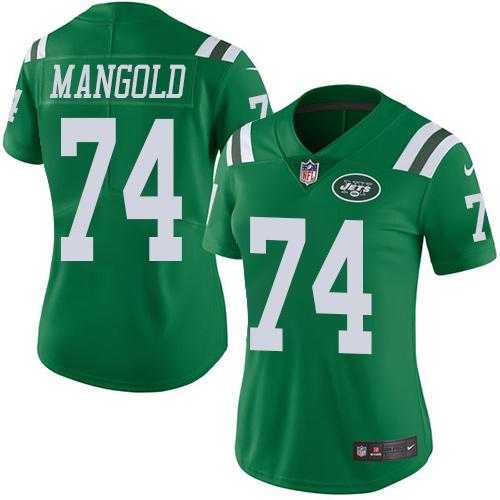 Women's Nike New York Jets #74 Nick Mangold Green Stitched NFL Limited Rush Jersey