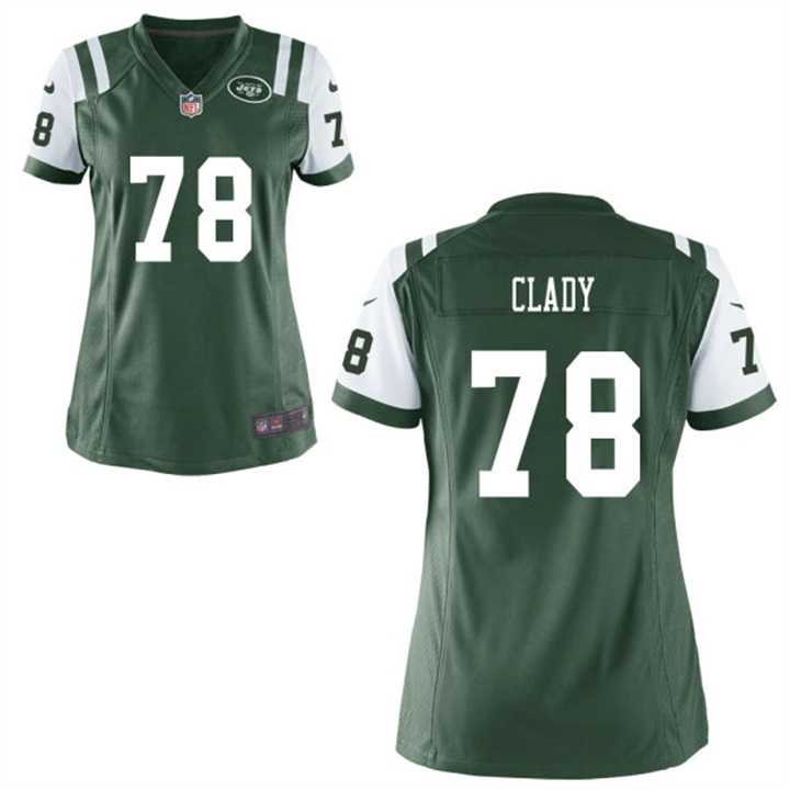 Women's Nike New York Jets #78 Ryan Clady Green Team Color Stitched NFL Game Jersey