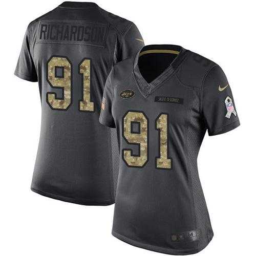 Women's Nike New York Jets #91 Sheldon Richardson Anthracite Stitched NFL Limited 2016 Salute to Service Jersey