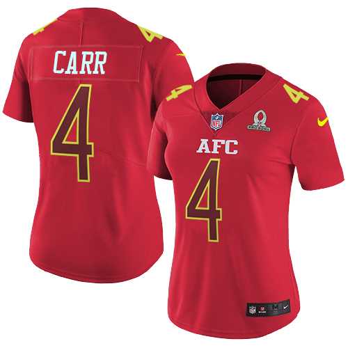 Women's Nike Oakland Raiders #4 Derek Carr Red Stitched NFL Limited AFC 2017 Pro Bowl Jersey