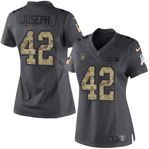 Women's Nike Oakland Raiders #42 Karl Joseph Anthracite Stitched NFL Limited 2016 Salute to Service Jersey