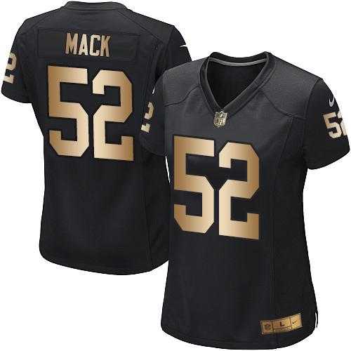 Women's Nike Oakland Raiders #52 Khalil Mack Black Team Color Stitched NFL Elite Gold Jersey