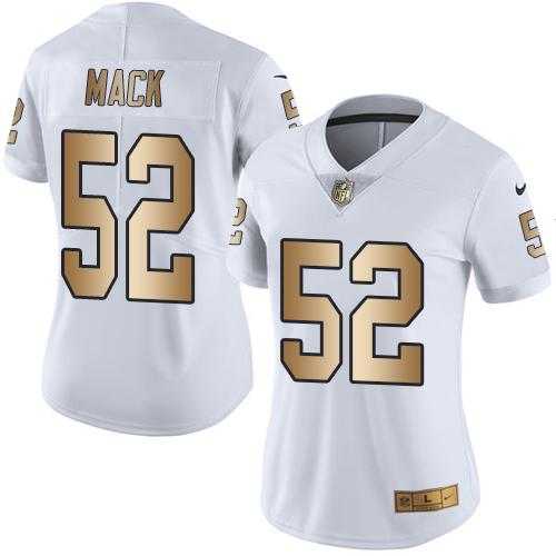 Women's Nike Oakland Raiders #52 Khalil Mack White Stitched NFL Limited Gold Rush Jersey