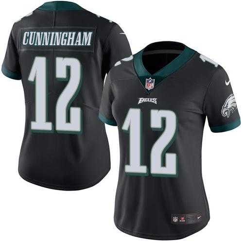 Women's Nike Philadelphia Eagles #12 Randall Cunningham Black Stitched NFL Limited Rush Jersey