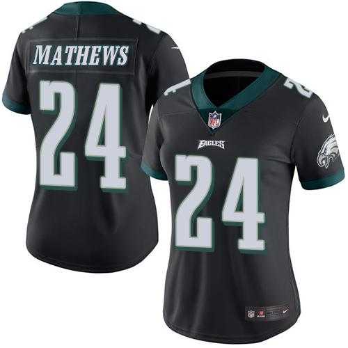 Women's Nike Philadelphia Eagles #24 Ryan Mathews Black Stitched NFL Limited Rush Jersey