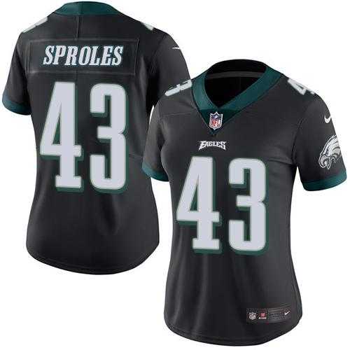 Women's Nike Philadelphia Eagles #43 Darren Sproles Black Stitched NFL Limited Rush Jersey