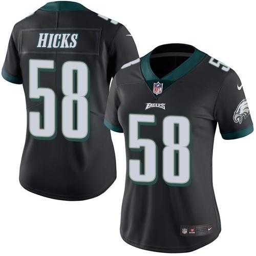 Women's Nike Philadelphia Eagles #58 Jordan Hicks Black Stitched NFL Limited Rush Jersey
