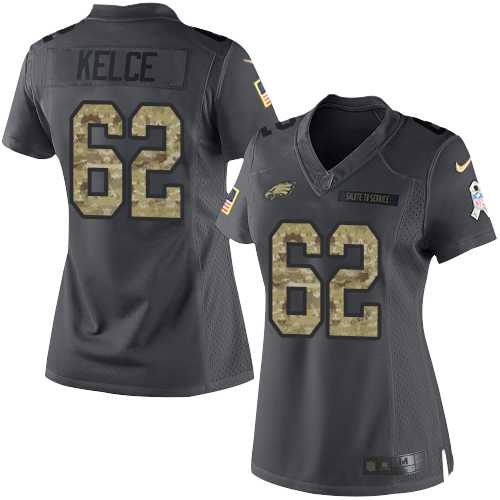 Women's Nike Philadelphia Eagles #62 Jason Kelce Anthracite Stitched NFL Limited 2016 Salute to Service Jersey